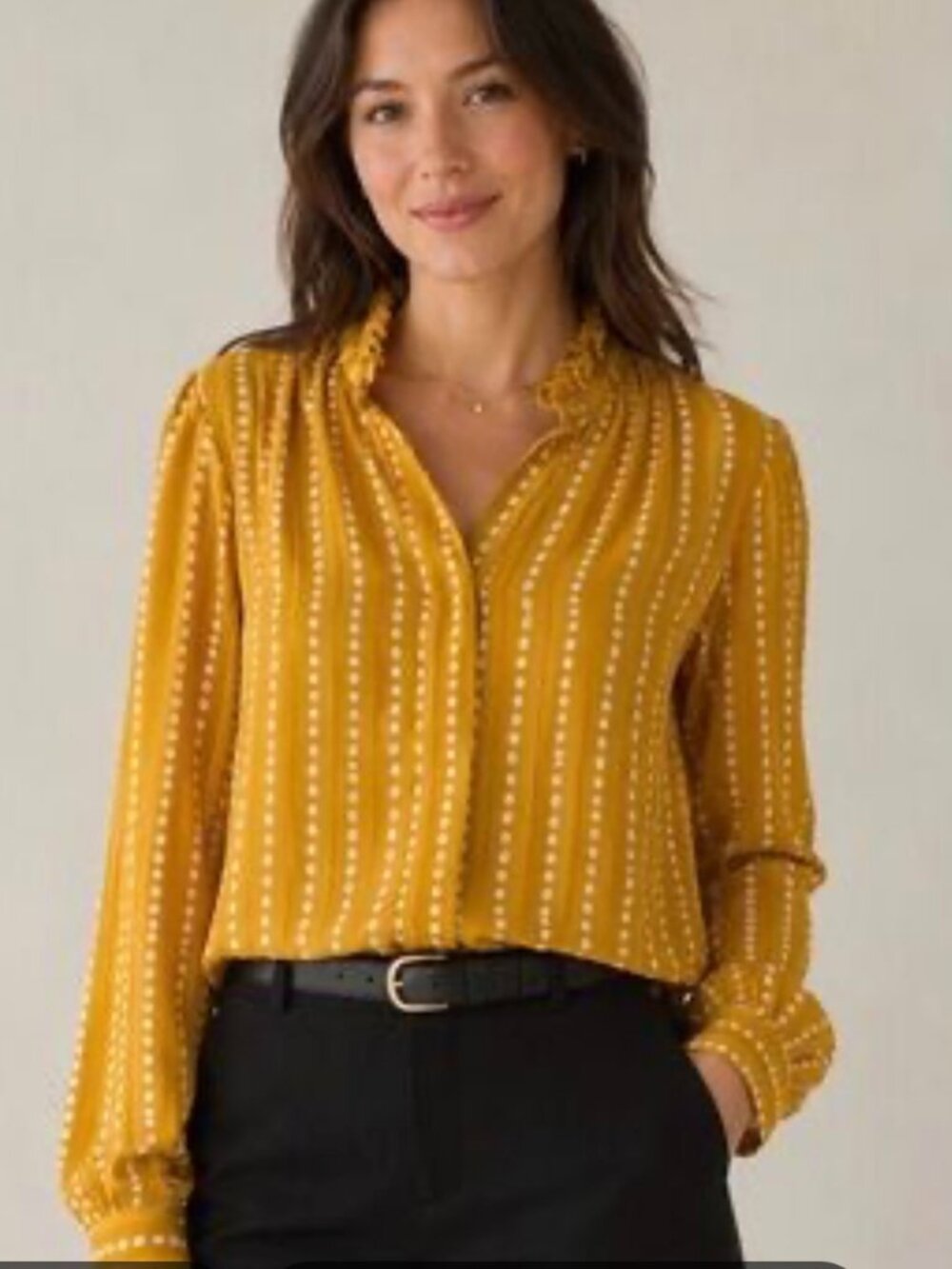 Excellent Condition Mustard Cream Ann Taylor Size S Blouse
